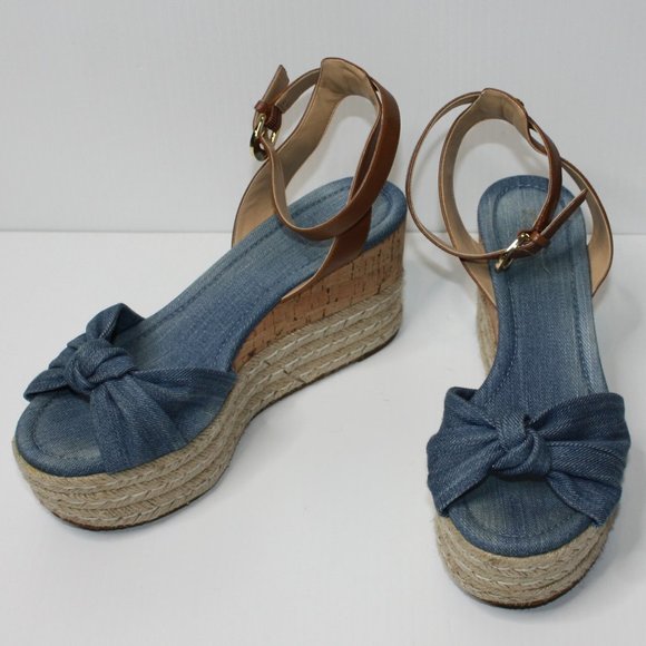 Michael by Michael Kors Maxwell Mid-Wedge Sandals Shoes in Light Denim size US 9 - Picture 2 of 7